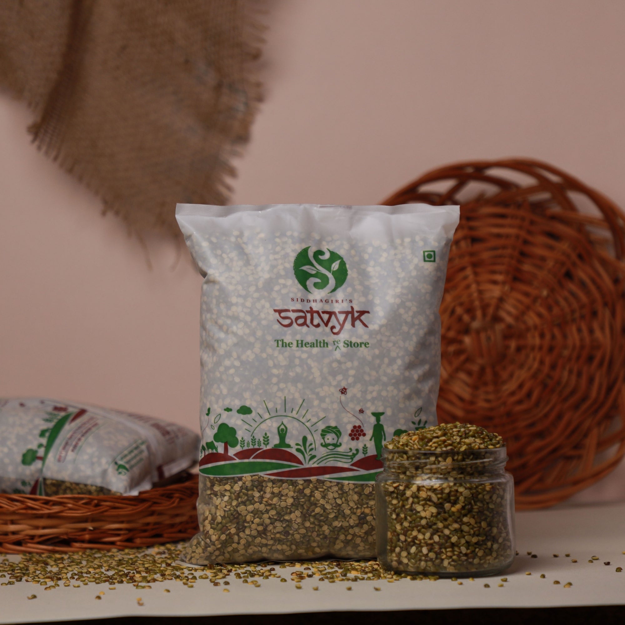 Organic Chilka Moong Dal |Green Moong dal split | Unpolished Green Moong Dal with Chilka | Split Hari Moong Dal| Green Gram | Pesticide free Moong Dal