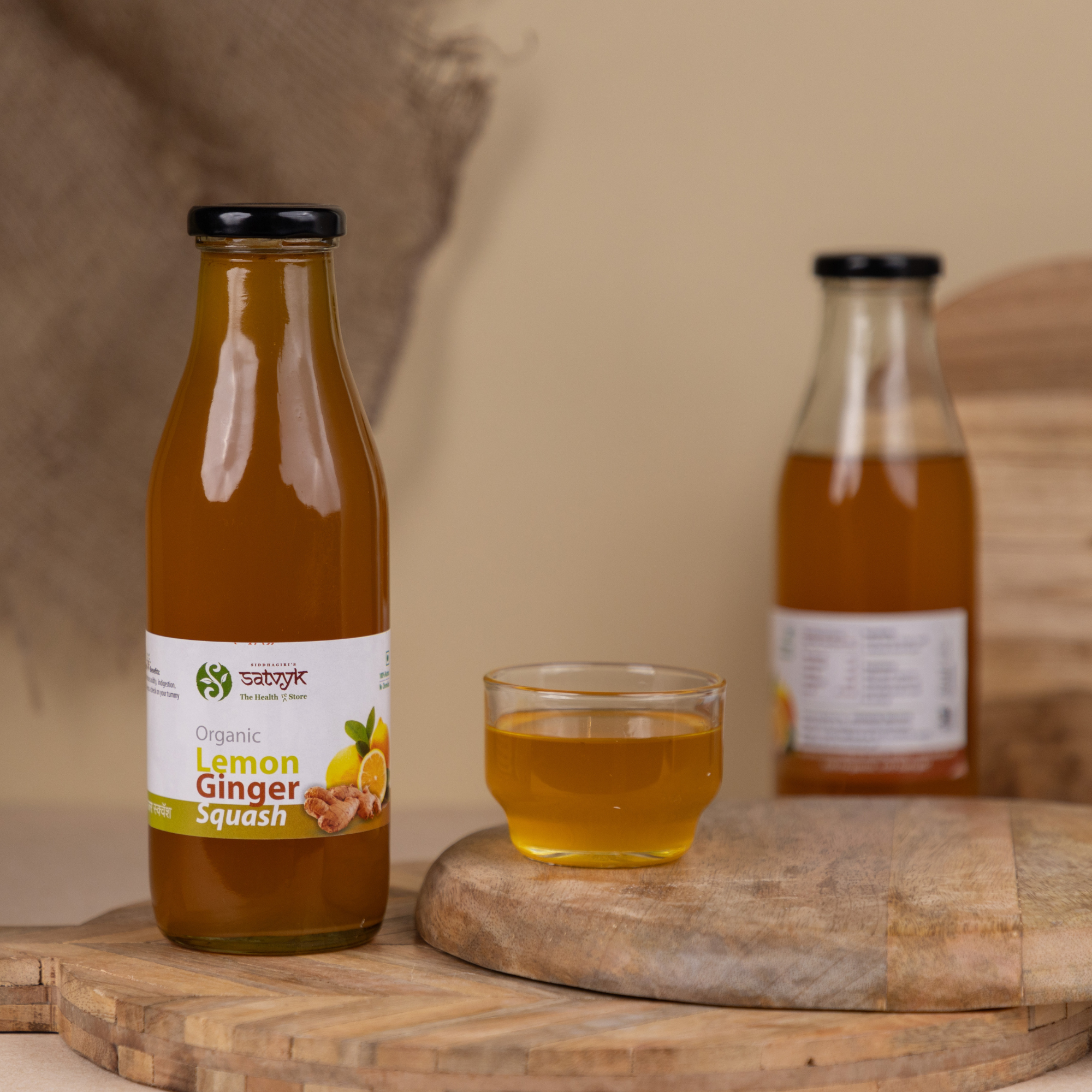 Organic Lemon Ginger Squash, Instant drink| Refreshing Nimbu Adrak Syrup| No preservative, Natural - No additives, Sweetened with raw honey | Lemon ginger concoction