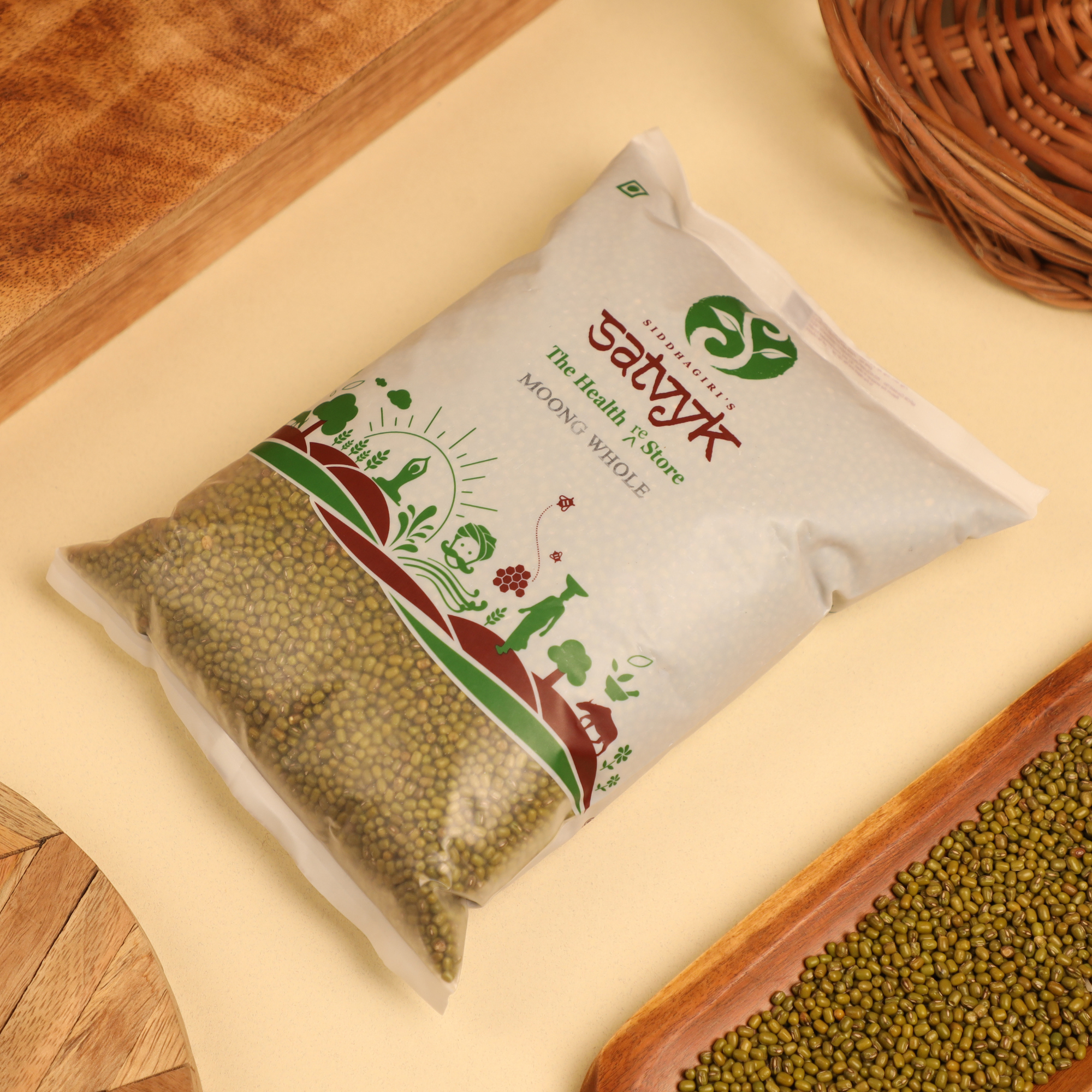 Satvyk Organic Moong Whole |Green Moong whole | Unpolished Akkha Moong  | | Green Gram | Pesticide-free, Non-GMO Moong