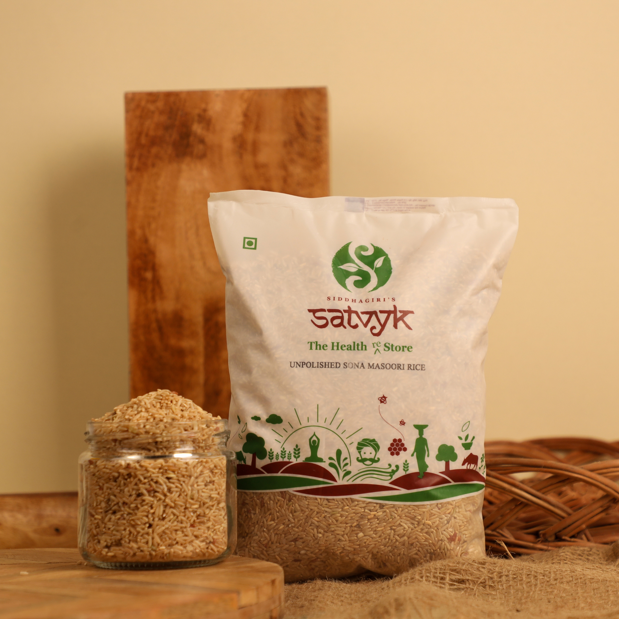 Organic Sona Masoori Rice | Unpolished | Whole grain raw rice | Traditionally milled | Low GI rice | Pesticide free Sona Masoori rice