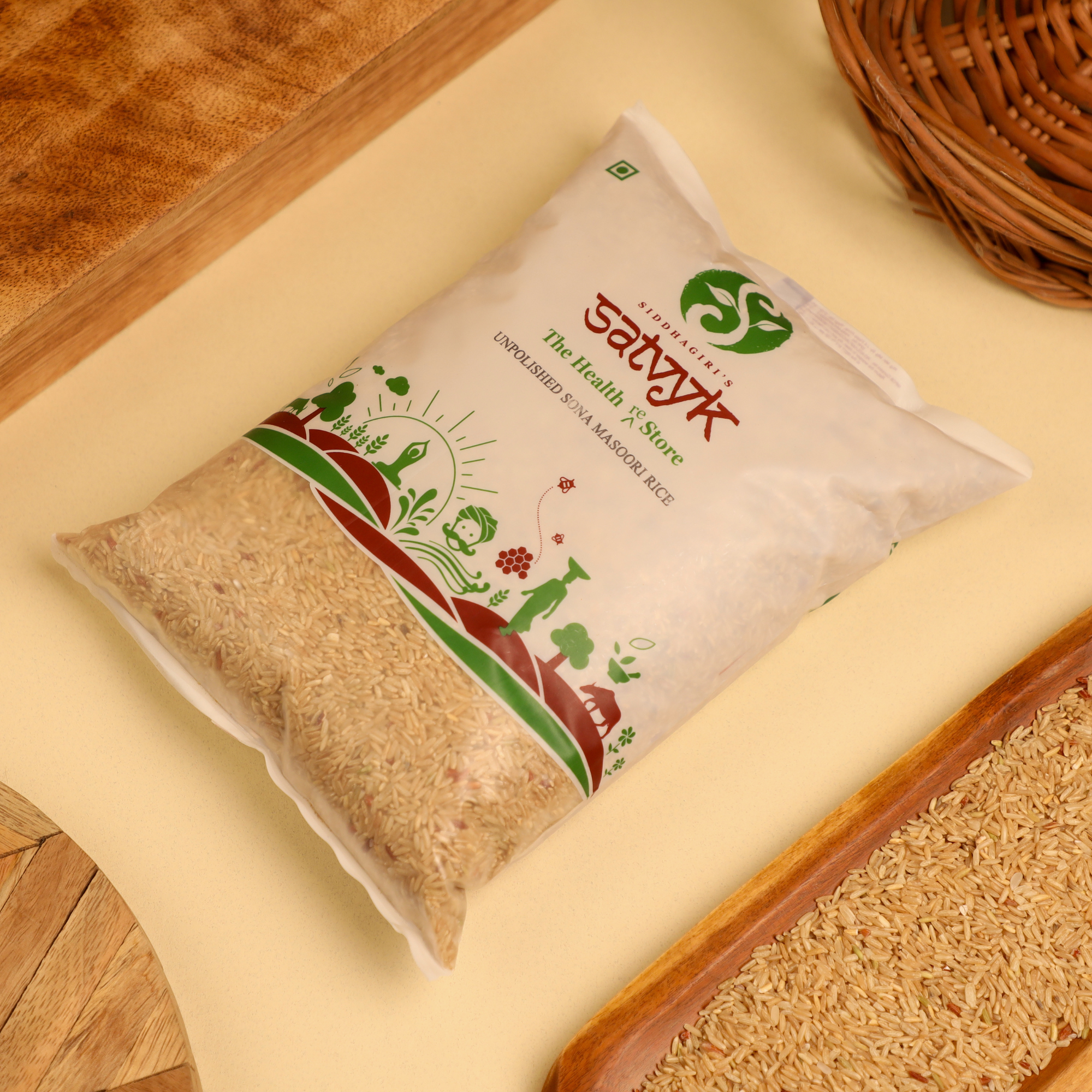 Organic Sona Masoori Rice | Unpolished | Whole grain raw rice | Traditionally milled | Low GI rice | Pesticide free Sona Masoori rice