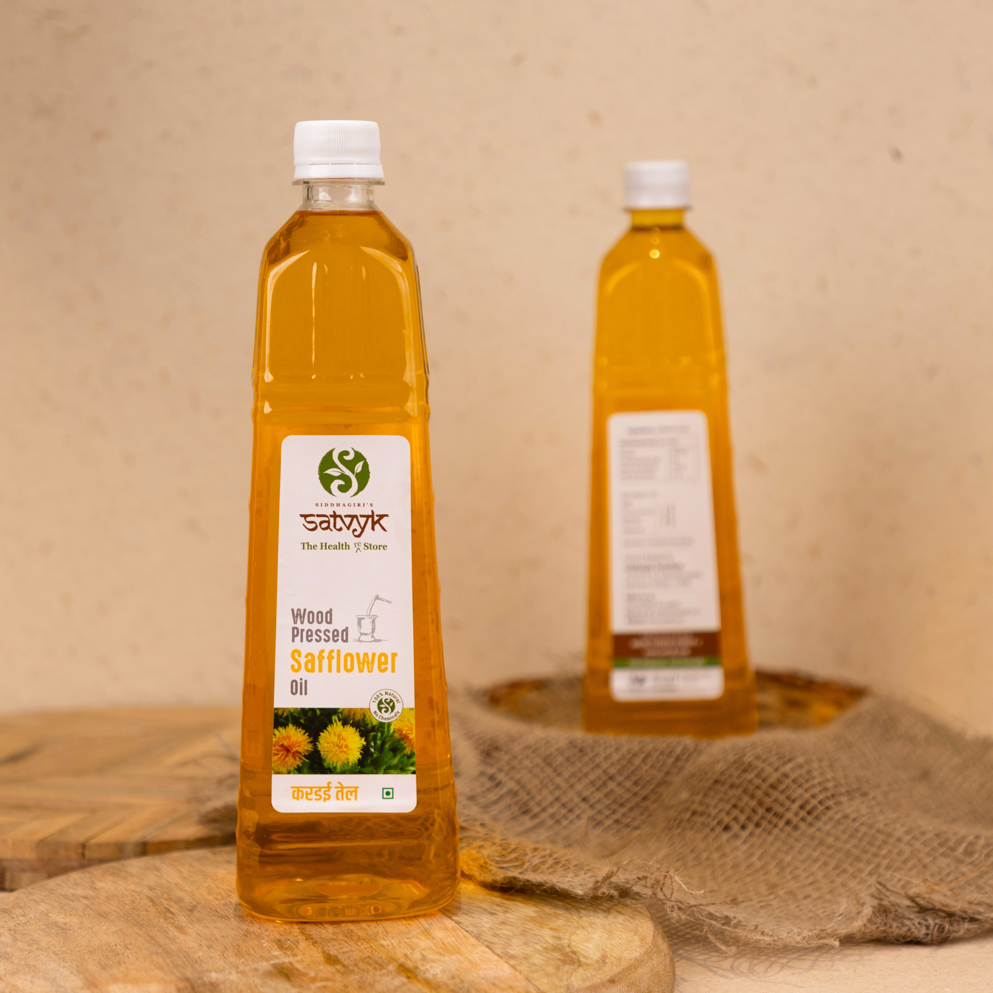 Organic Cold-pressed Safflower oil | Wood pressed Safflower oil | Kacchi Ghani Kardai tel | Safflower oil for cooking | Traditionally extracted using age-old technique | Enriched with nutrition | No Adulteration